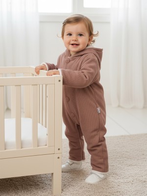 Bebek Kadife Astronot Tulum Unisex Çift Katlı Pamuklu Şapkalı