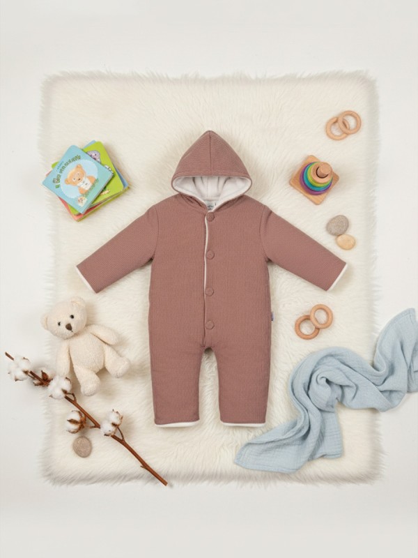 Bebek Kadife Astronot Tulum Unisex Çift Katlı Pamuklu Şapkalı